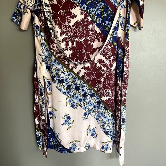 SMYTHE Shirtdress Multi Scarf Print Size Small Pink Cream Red Blue Floral Chic‎ - Picture 15 of 16